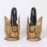 Antique Chinese Carved Wood and Parcel Gilt Swans