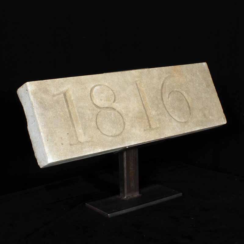 1816 Architectural Stone Date Block Mounted on a Metal Stand