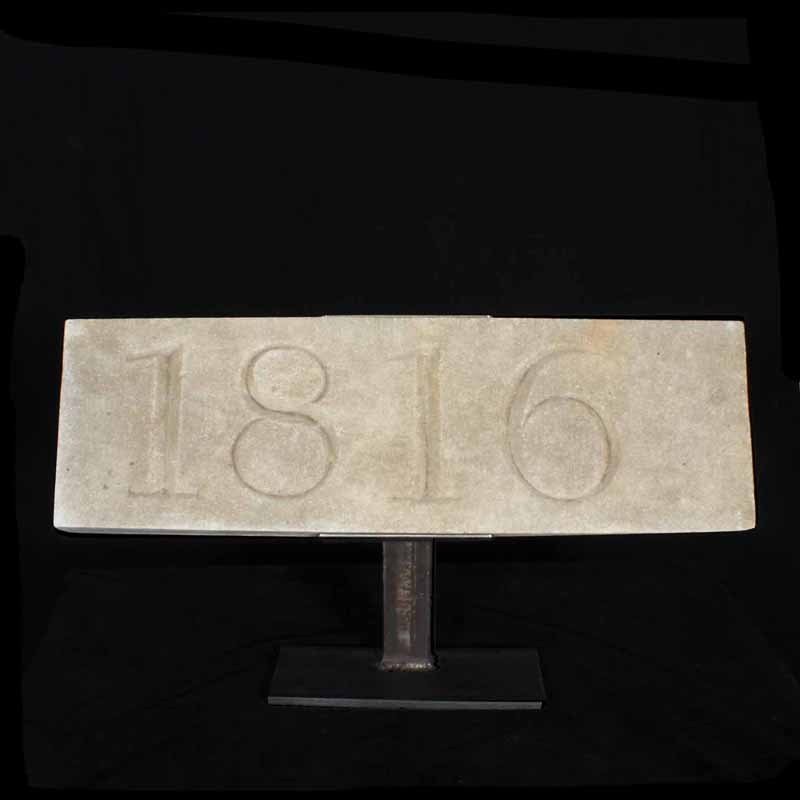 1816 Architectural Stone Date Block Mounted on a Metal Stand