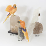 Carved Geode Parrot Sculptures