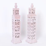 Set of Four Terra Cotta Minaret Form Candle Covers or Objects