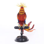 Beaded Parrot on Ebonized Turned Wood Stand