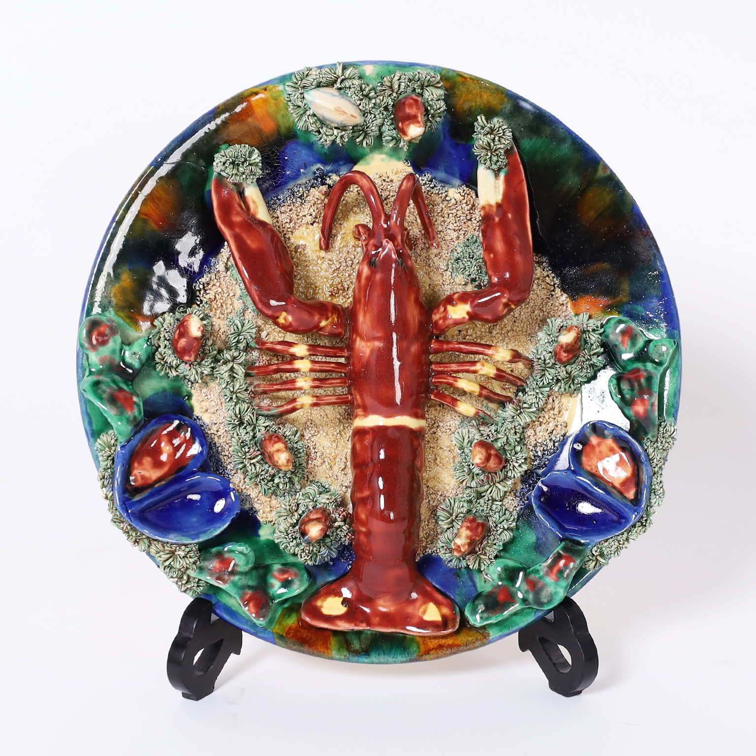 English Majolica Lobster Plate Signed Minton