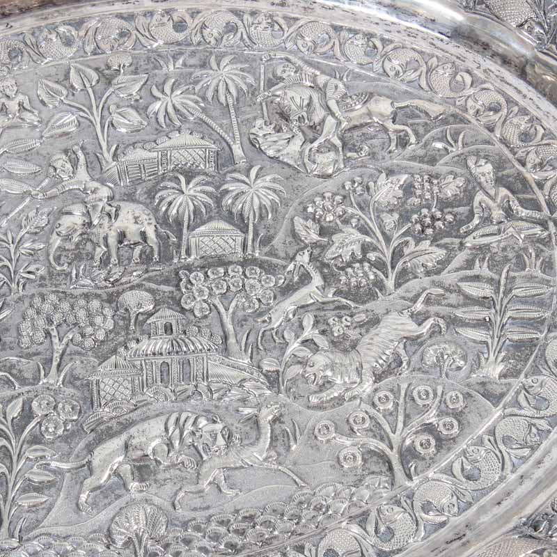 Anglo Indian Silver Serving  Tray