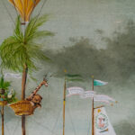 Vintage Painting of a Hot Air Balloon Towing a Boat by Ardivino