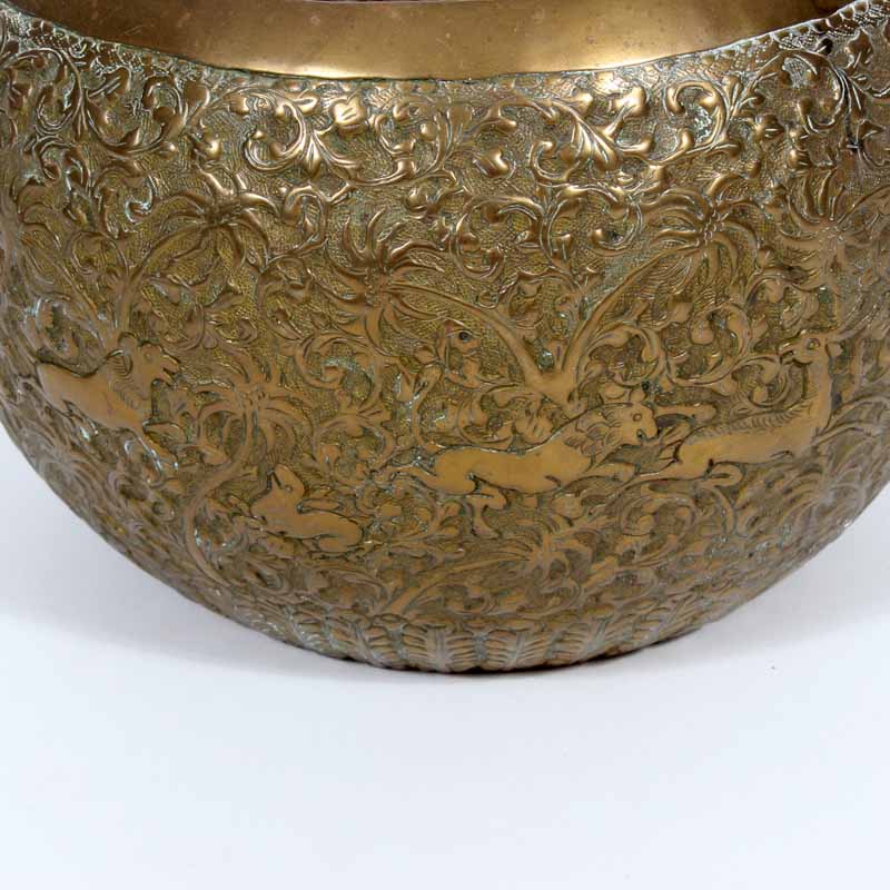 Brass Bowl with Indian Hunting Scenes