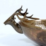 Brass Hand Pounded Deer Head Bowl