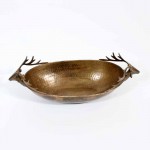 Brass Hand Pounded Deer Head Bowl
