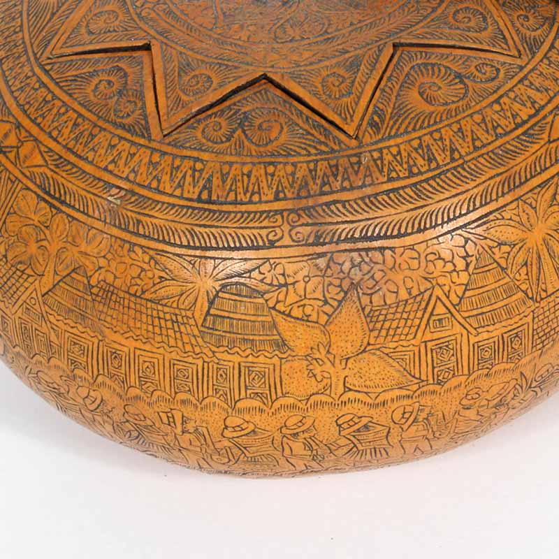 Intricately Carved Peruvian Gourd