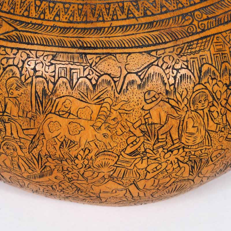 Intricately Carved Peruvian Gourd