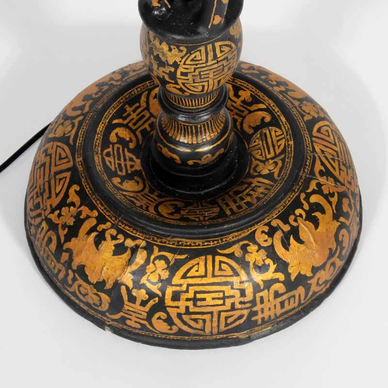 Chinese Export Barley Twist Lacquer Decorated Floor Lamp