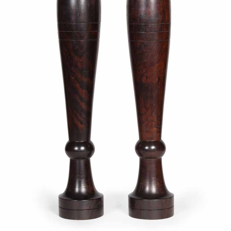 Pair of Tall Anglo Indian Vases with Turned Rosewood with Ivory Tops