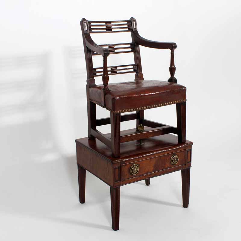 Georgian Childs High Chair in Mahogany with Stand