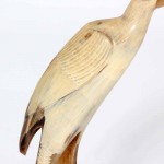 Horn Carved Heron on Hoof Shaped Wood Plinth