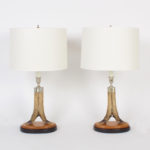Vintage Pair of Deer Hoof Table Lamps
