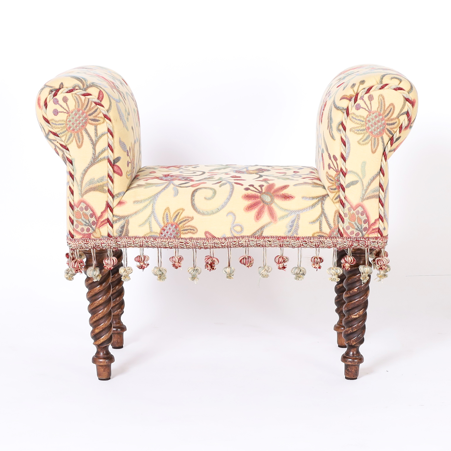 Pair of Upholstered Benches with Arms