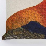 Pair of Indian Roller Bird Pillows on Linen, Priced Individually