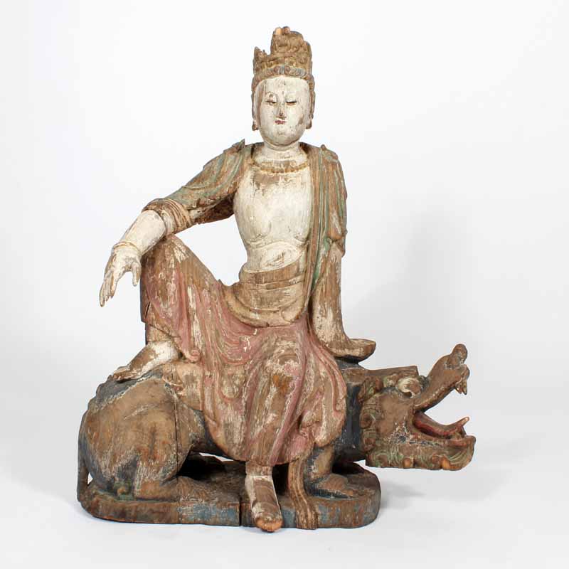 Large Kwan Yin or Buddha Figure on a Mythical Beast