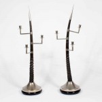 Pair of Large Oryx Horn Candelabra