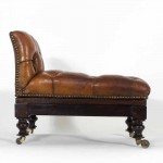 19th C. Tufted Leather Foot Stool or Bench, with Raising Capabilities