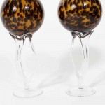 A Pair of Art Glass Stemmed Goblets in Tortoise Shell
