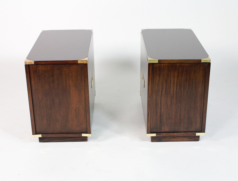 Pair of Mahogany 3 Drawer Campaign Style Chests