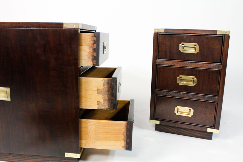 Pair of Mahogany 3 Drawer Campaign Style Chests
