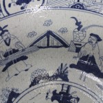 Large Chinese Export Blue and White Salmon Glazed Bowl
