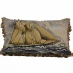 Pair of Tall Ship Hand Loomed Pillows, Priced Individually