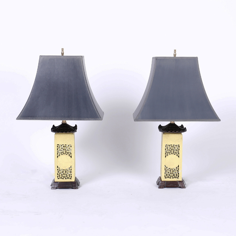 Pair of Chinese Porcelain Pagoda Table Lamps