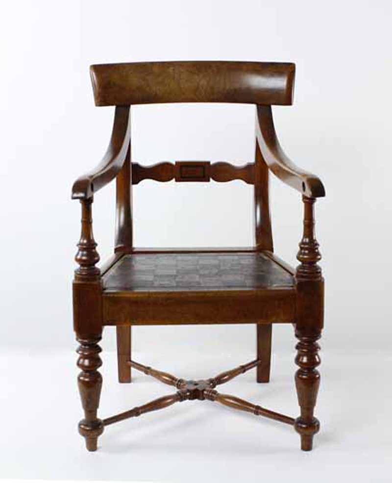 English Mahogany Childs Chair with Checkerboard Seat