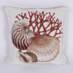Coral and Clam Shell Design White Pillow