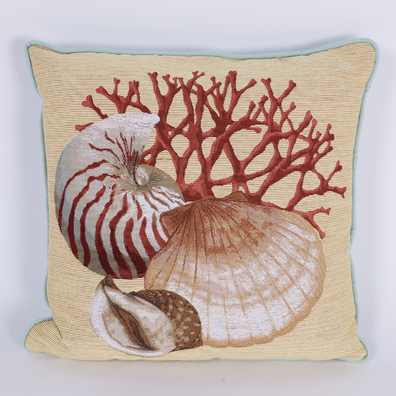 Coral, Nautilus, and Clam Shell Design Pillow