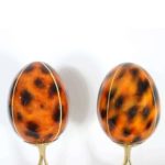 Pair of Faux Tortoiseshell Eggs on Turned Brass Stands