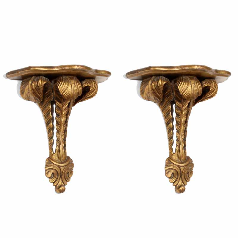 Pair of Carved and Gilt Shelves or Wall Brackets