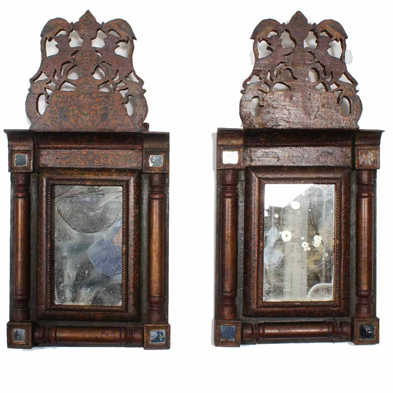A Pair of Pierced Crest Courting Mirrors