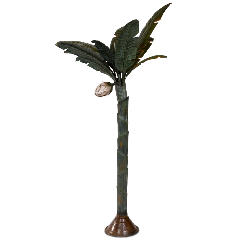 Painted Metal Palm Tree with Flower