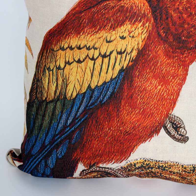 Pair of Parrot Pillows on Linen, Priced Individually
