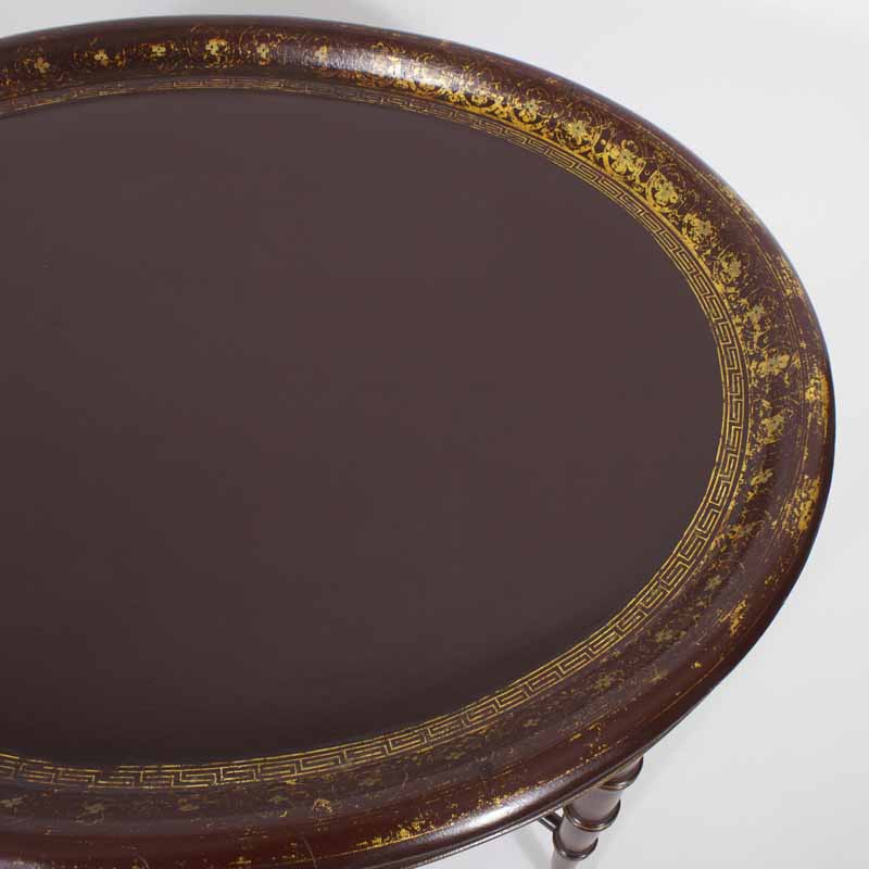19th C. Red Paper Mache Tray or Tray Table on Custom Stand