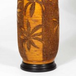 Pair of Retro Etched Palm Tree Pottery Lamps