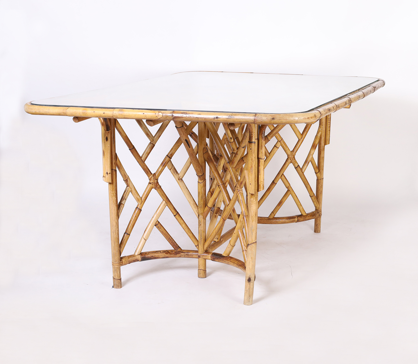 Chinese Chippendale Style Mid Century Bamboo Dining Table
