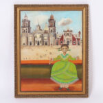 Mexican Folk Art Oil Painting on Canvas of a Girl by Agapito Labios