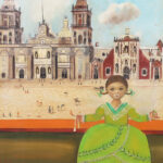 Mexican Folk Art Oil Painting on Canvas of a Girl by Agapito Labios