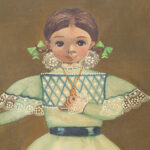 Folk Art Oil Painting on Canvas of a Girl in a Dress by Agapito Labios