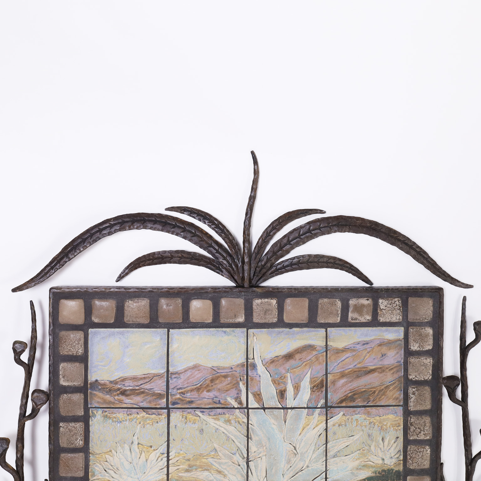 Tile Plaque with Iron Frame by Buschere & Son