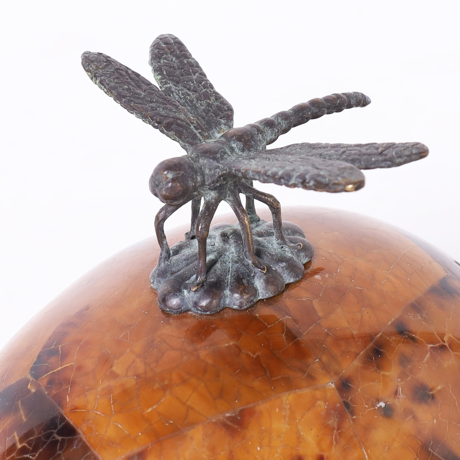 Bronze Alligator Box with a Dragonfly
