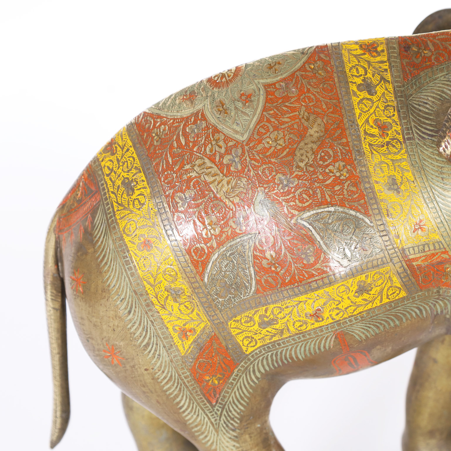 Anglo Indian Cast Brass Elephant with Enamel