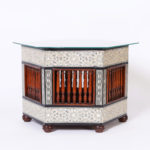 Pair of Moroccan Glass Top Inlaid Tables