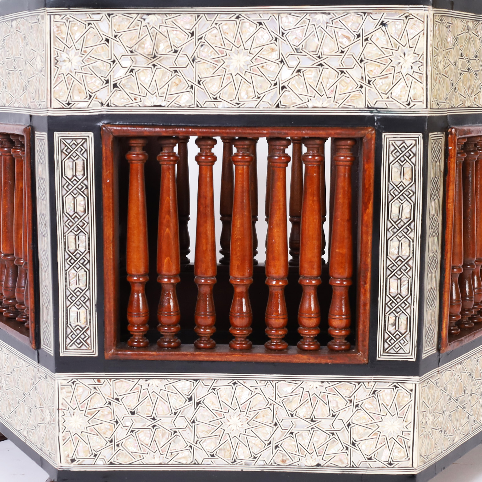 Pair of Moroccan Glass Top Inlaid Tables