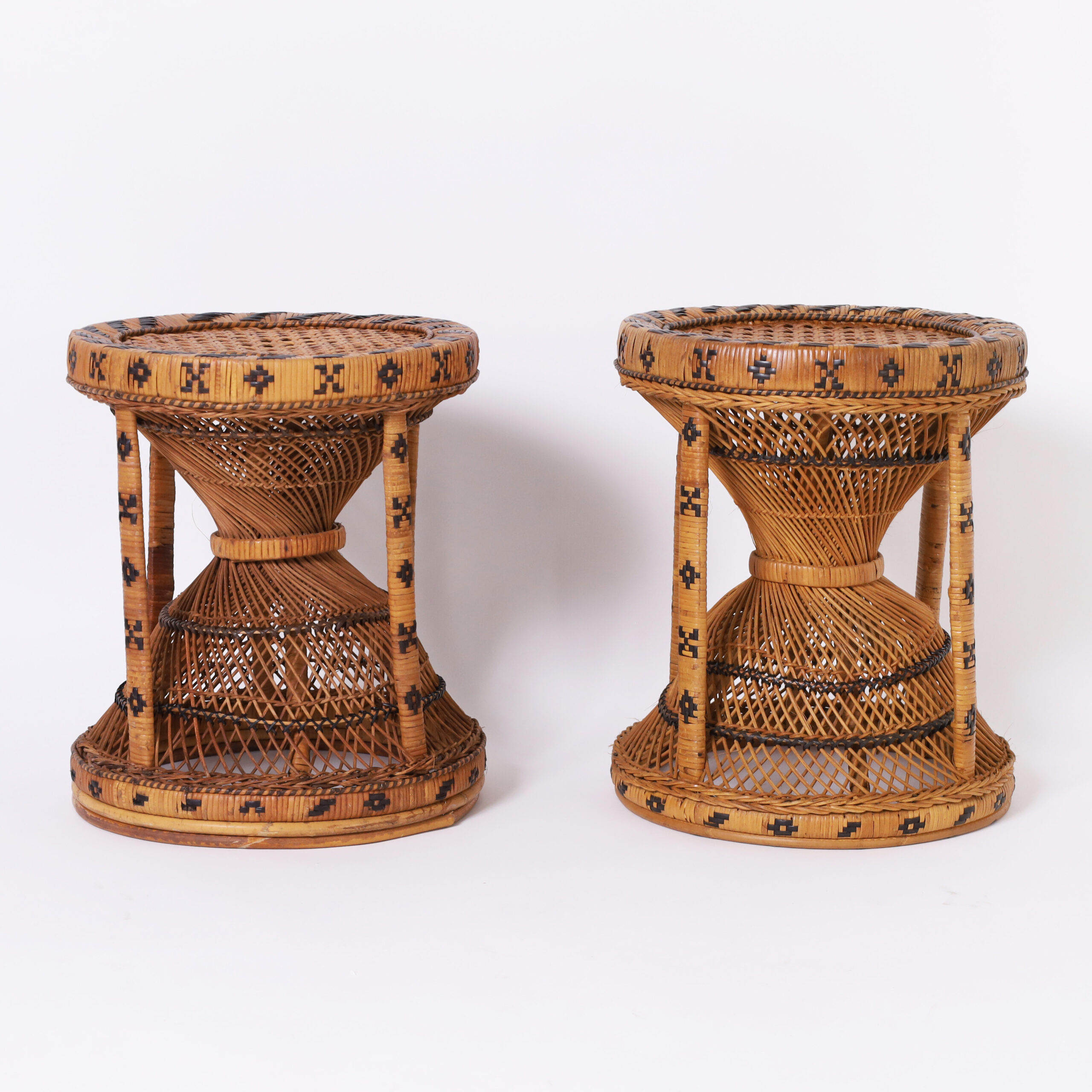 Pair of Vintage Anglo Indian Wicker Stools or Stands
